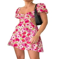 Summer Cucho Out Boho Mini рокля Елегантна флорална превръзка за гръбнак с кратък ръкав Небрежни парти рокли