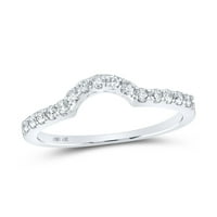 Женски солиден 14kt бял златен кръг диамант извита сватбена лента пръстен cttw Размер на пръстена 6
