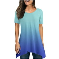 Gaecuw туника върхове жени върхове блузи с къс ръкав тениски редовно прилягане на пуловери тениски тениски градиентни върхове