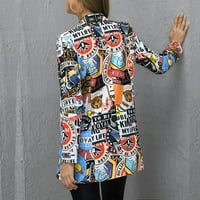 FJOFPR Дамски клирънс Официален якета за жени Бизнес облекло с дълъг ръкав отпечатани палта от отслабване