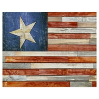 Шедьовър Художествена галерия дървен американски флаг от линея Уошбърн платно изкуство печат 22 28