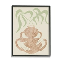 Ступел индустрии ботанически листа ръце Саксия дръжки колаж рамкирани стена изкуство, 30, дизайн от Лил Рю