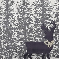 Просто маргаритка лилаво-сив цвят северни елени през гората зимни меки завъртяни Полиестер вътрешен открит хвърли възглавница, 16 16