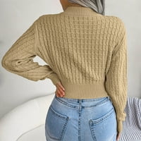 Pimfylm дамски пуловери пуловери пуловери облечени огромни хаки m
