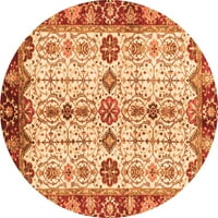 Ahgly Company Indoor Round Oriental Orange Traditional Area Rugs, 5 'Round