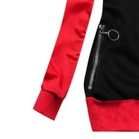 Daznico суичър за жени жени моден цвят съвпадение на яке с цип джобна суичър с дълъг ръкав с качулка червено xxl