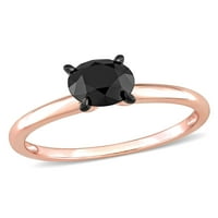 1-Каратов черен диамант 14к Розово злато годежен пръстен