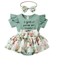 Zukuco новородено бебе бебе момиче дрехи писмо флорален печат летни тоалети Ruffl