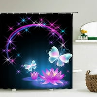 3D цветна пеперуда водоустойчива тъкан душ завеси за баня Красиви цветя отпечатани баня на екрана Домашна украса