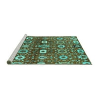 Ahgly Company Machine Pashable Indoor Round Oriental Turquoise Blue Industrial Area Cures, 8 'кръг