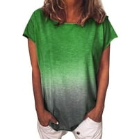 Ризи за жени Графичен плюс размер Небрежен градиент Цвят с къс ръкав туника блуза летни върхове за жени модерни бохо