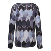 Жени модни v-образни печат пуловер с дълъг ръкав свободни блузи върхове модерни есенни дрехи риза блуза суичър