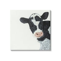 Ступел индустрии Черно бяло минимален дизайн теле крава говеда живопис галерия-увити платно печат стена изкуство, 24х24