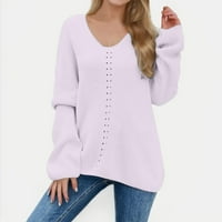Pimfylm дамски пуловери Дълги пуловери за пуловери облечени модерни лилави s