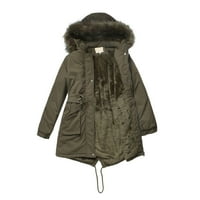 IOPQO Зимно палто Женски палта размер размерите на палто с качулка топла дебела облицована женска изкуствена фурна „Тренч палш