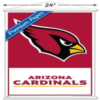 Аризона Кардинали - Плакат за стена с лого с дървена магнитна рамка, 22.375 34