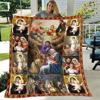 Исус меко хвърляне на одеялото фланел за хола спалня диван топло одеяло леко супер мек крал размер