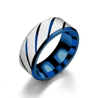 BAOCC аксесоари Корки хоризонтален пръстен просто цвете възрастен вътрешен пясък ръб двойни партидни пръстени пръстени сини 11