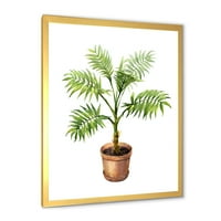 Дизайнарт' Палмово Растение В Глинена Саксия ' Традиционна Рамка Арт Принт