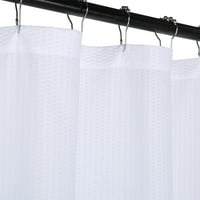 Lunsy Polyester душ завеса релефна шарка Водна репелента мека микрофибър плат завеса за баня, бяла, 72 x96