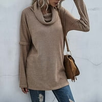 WHLBF плюс размери пуловери за жени, дамски костенурка с масивен цветен пуловер с дълъг ръкав с дълги ръкави