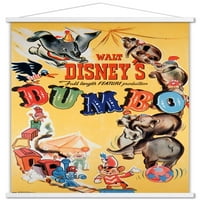 Disney Dumbo - Класически плакат за стена с един лист с дървена магнитна рамка, 22.375 34