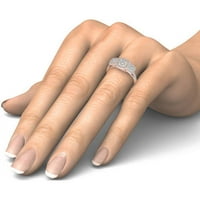 Карат Т. в. диамант 10кт Розово злато три камък вид възглавница форма годежен пръстен комплект