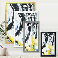 Дизайнарт 'абстрактна мраморна композиция в синьо и жълто Ив' модерна рамка Арт Принт