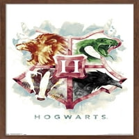 Светът на Wizarding: Хари Потър - Хогвартс Илюстрирана къща Крестс Стенски плакат, 14.725 22.375