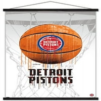 Детройт бутала - Плакат за стена на баскетбол с дървена магнитна рамка, 22.375 34