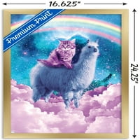 Джеймс Букър - Rainbow Llama Cat Clouds Wall Poster, 14.725 22.375 рамки