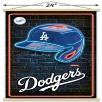 Лос Анджелис Доджърс - Стенски плакат за неонова шлем с магнитна рамка, 22.375 34