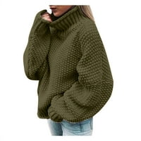 Пуловери за лабакиха за жени от жените от рамото пуловер Небрежен плетен хлабав пуловер на дълги ръкав зелено зелено
