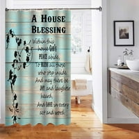 завеса за душ, синьо и кафяво растение от дърво самотна сенница поезия завеса за душ, подходяща за домашна баня водоустойчива