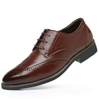 Класически мъжки обувки Дишащи кухи бизнес Бизнес Небрежни заострени обувки Обувки Кафяв размер 46