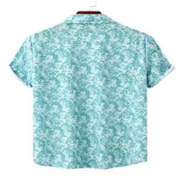 Gianlook Men Tops Top Lapel Thrish Тениска с къс ръкав мъжете хавайска блуза редовно прилягане геометричен щампа тий стил g s