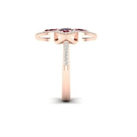 Императорски скъпоценен камък 14к Розово Злато Сребро създаде Рубин и създаде бял сапфир цветен пръстен за жени
