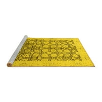 Ahgly Company Machine Pashable Indoor Round ориенталски жълти традиционни килими, 3 'кръг