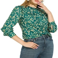 Уникални изгодни предложения на жените разрохкване кръг врата риза Дейзи печатни флорални Блуза