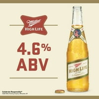 Милър висок живот светла бира, пакет, ет унции Кутии, 4.6% АБВ