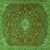 Ahgly Company Indoor Round Medallion Green Traditional Area Cugs, 7 'Round