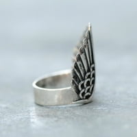 Винтидж ангелско крило от неръждаема стомана Мъжки пръстен Класически бижута регулируем пръстен Ангел крило отворен пръстен