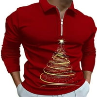 Мъжки от предни разходи коледни върхове с дълъг ръкав блуза отпред Zip xmas polo thish holiday classic tee ревера тениска тениска