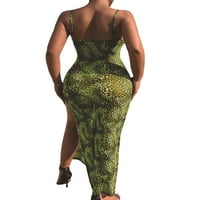 Voguele Ladies Summer Beach Sundress Leopard Print дълга рокля без ръкави Макси рокли празник кафтан зелен XL