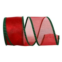 Хартиена Коледна панделка, червена и зелена, 2.5 в ярд, 1 пакет