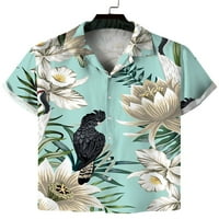 Капрез Мъжете тропически принт Хавайски ризи Лятна плажна риза бохо с къс ръкав бутон надолу
