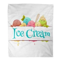 Flannel хвърляне на одеяло десерт сладолед Цвят на сладолед се капки щастливо семейство меко за диван и диван