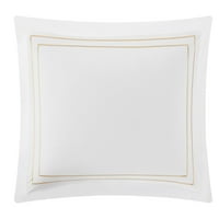 Шикочен дом Santorini Cotton Comforter комплект двойна ивица бродирана гранична хотелска колекция легло в спално бельо - включва