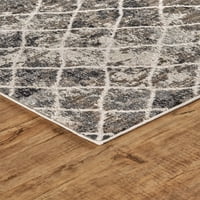 Киба Затруднени диаманти килим, въглен слонова кост, 6 фута - 7 инча 9 фута - 6 инча площ килим