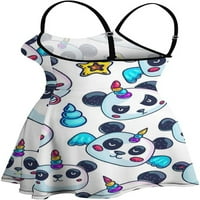 Цветна дъга еднорог панда жени летни рокли случайни без ръкави регулируема спагети рокля с каишка S-2xl
